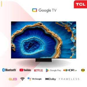 TCL 55 Inch C755 QD-Mini LED 4K Smart Google TV – HDR Compatible, Bluetooth, Netflix